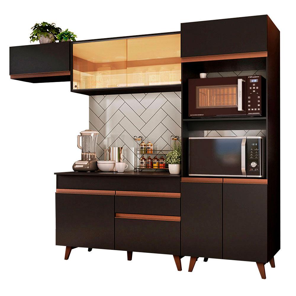 Cozinha Completa Madesa Reims 260001 com Armário e Balcão - Preto