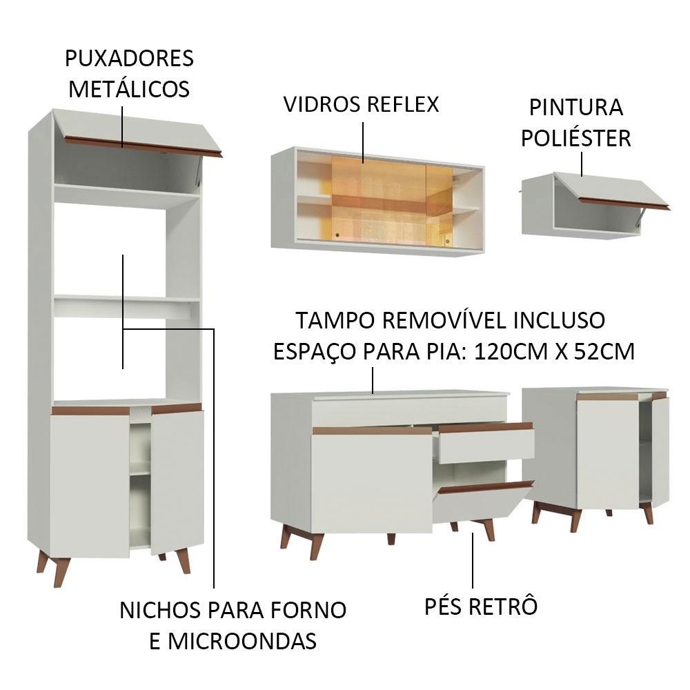 Cozinha Completa Madesa Reims 260002 com Armário e Balcão - Branco