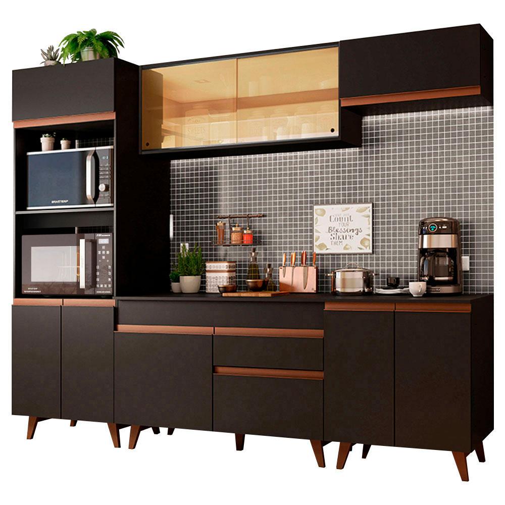 Cozinha Completa Madesa Reims 260002 com Armário e Balcão - Preto