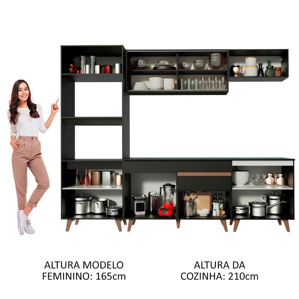 Cozinha Completa Madesa Reims 260002 com Armário e Balcão - Preto