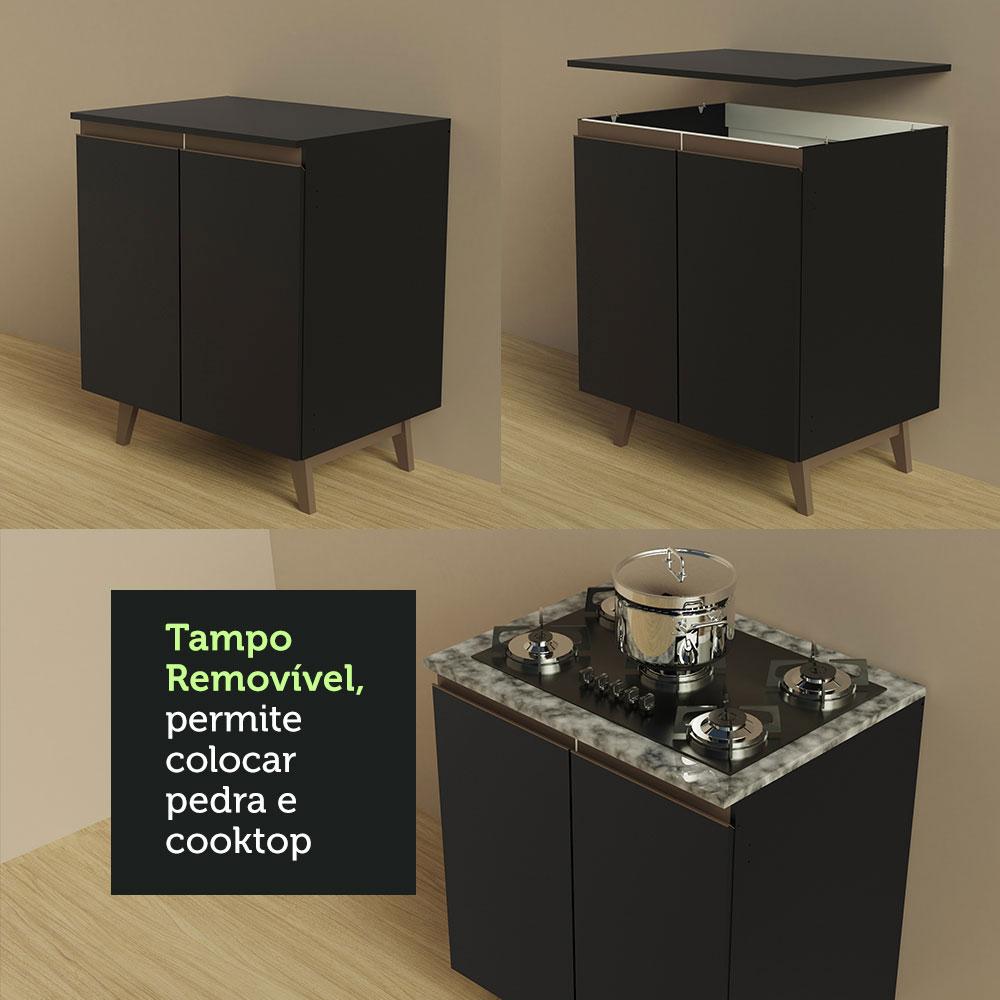 Cozinha Completa Madesa Reims 260002 com Armário e Balcão - Preto/Rustic