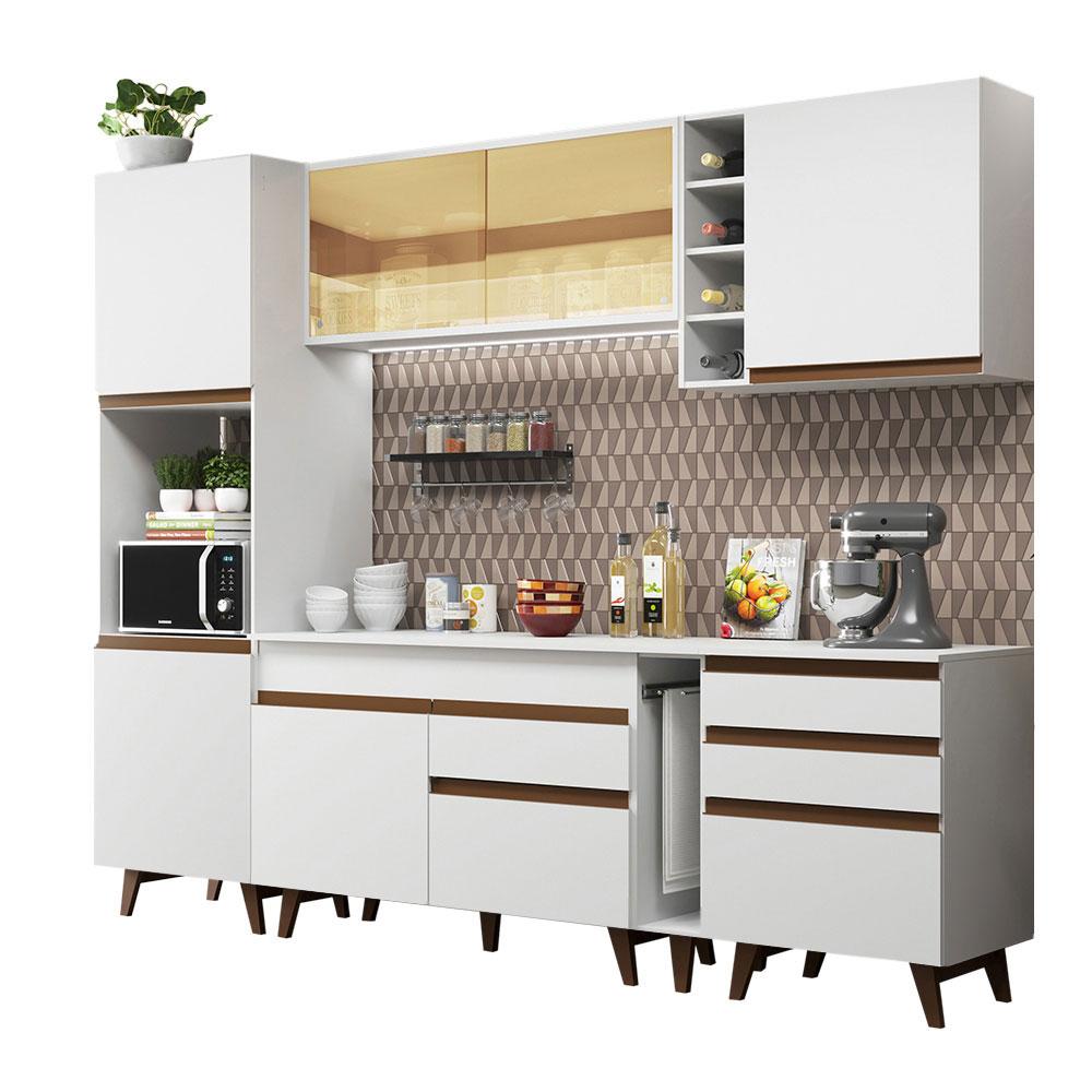 Cozinha Completa Madesa Reims 260004 com Armário e Balcão - Branco