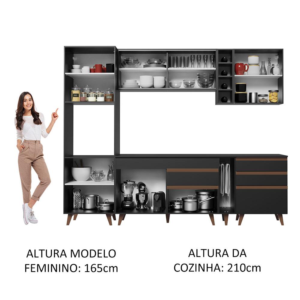 Cozinha Completa Madesa Reims 260004 com Armário e Balcão - Preto