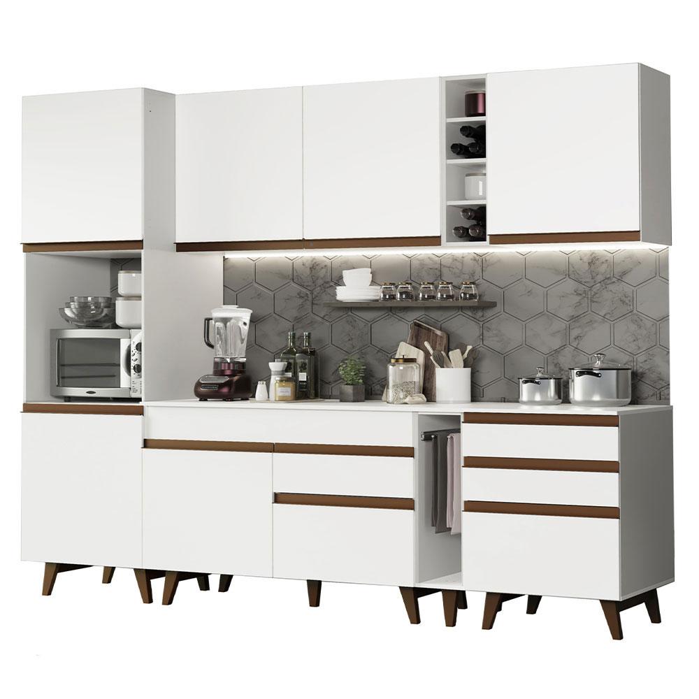 Cozinha Completa Madesa Reims 260005 com Armário e Balcão - Branco