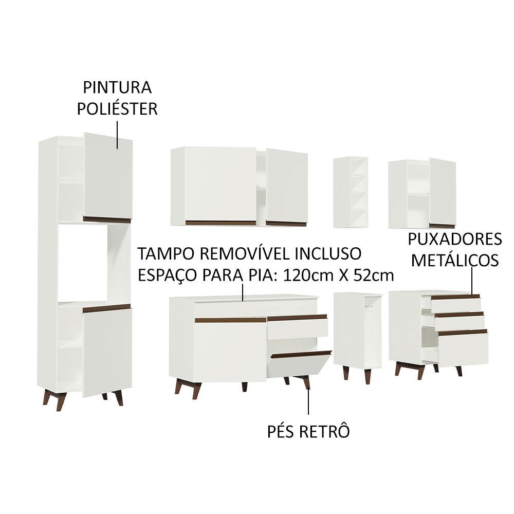 Cozinha Completa Madesa Reims 260005 com Armário e Balcão - Branco