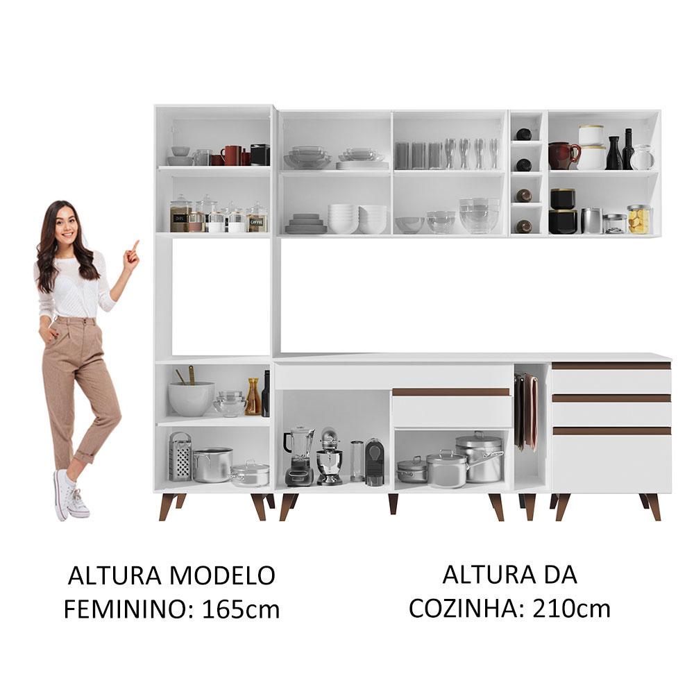 Cozinha Completa Madesa Reims 260005 com Armário e Balcão - Branco