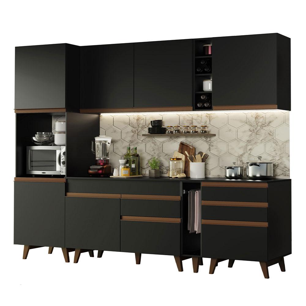 Cozinha Completa Madesa Reims 260005 com Armário e Balcão - Preto
