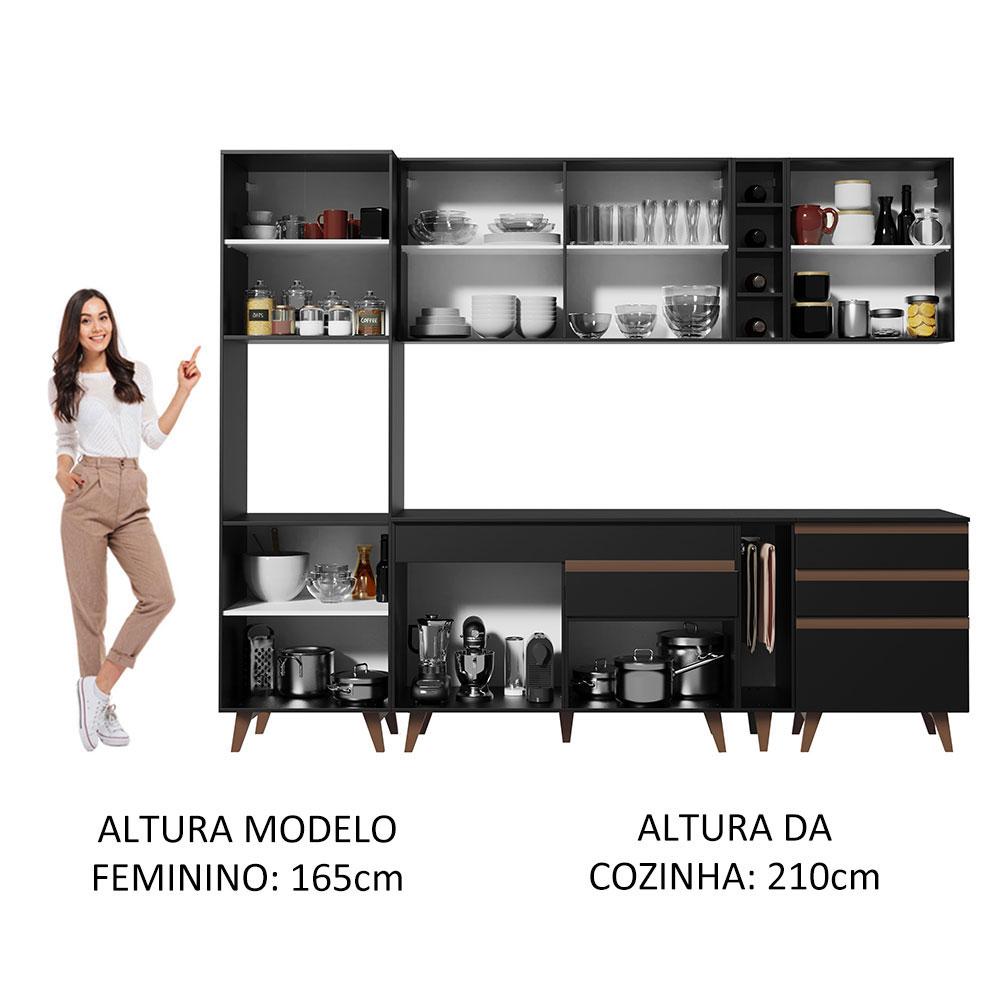 Cozinha Completa Madesa Reims 260005 com Armário e Balcão - Preto