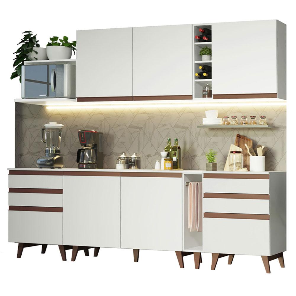 Cozinha Completa Madesa Reims 260006 com Armário e Balcão - Branco