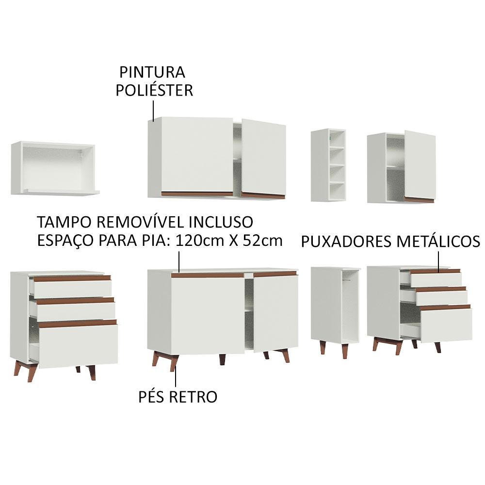 Cozinha Completa Madesa Reims 260006 com Armário e Balcão - Branco