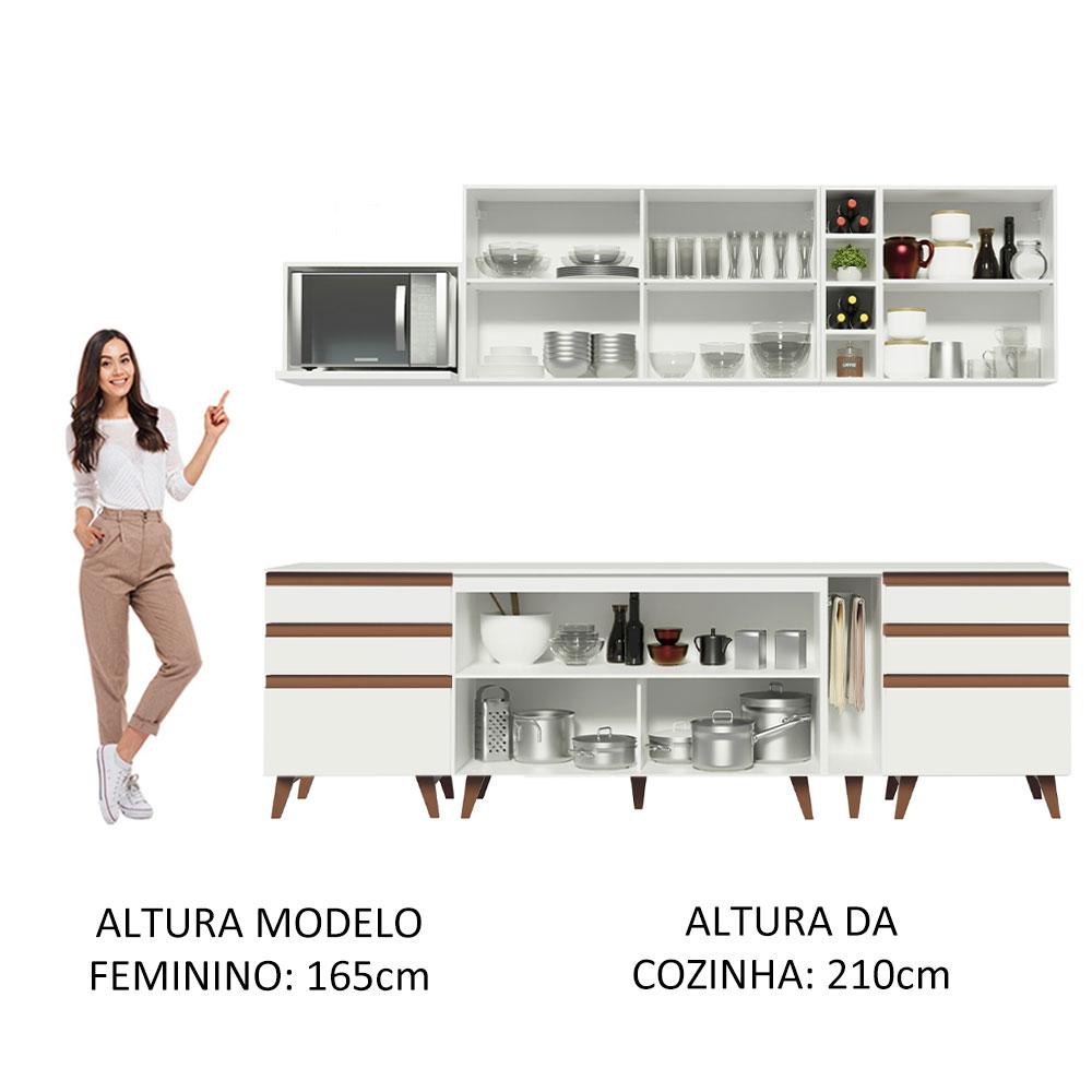 Cozinha Completa Madesa Reims 260006 com Armário e Balcão - Branco