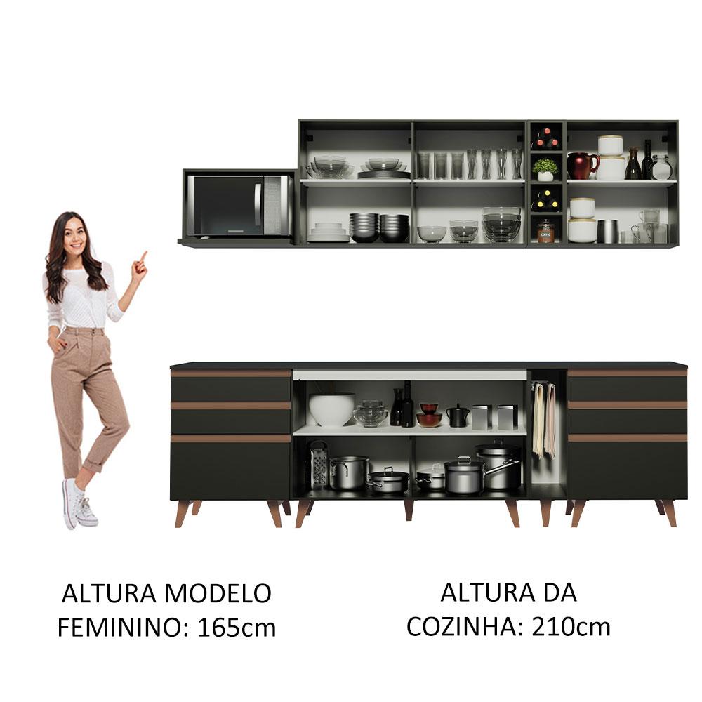 Cozinha Completa Madesa Reims 260006 com Armário e Balcão - Preto