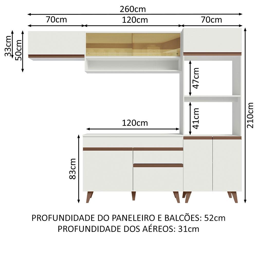 Cozinha Completa Madesa Reims 260007 com Armário e Balcão - Branco