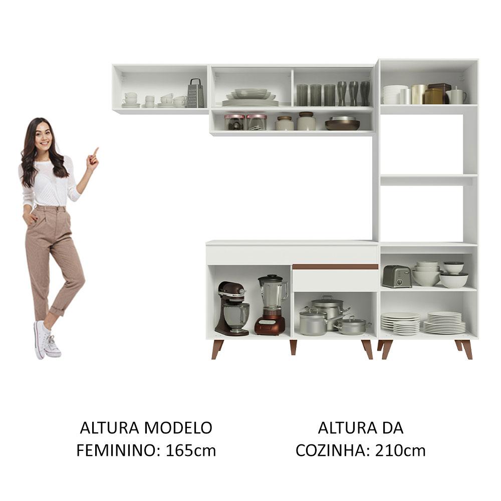 Cozinha Completa Madesa Reims 260007 com Armário e Balcão - Branco