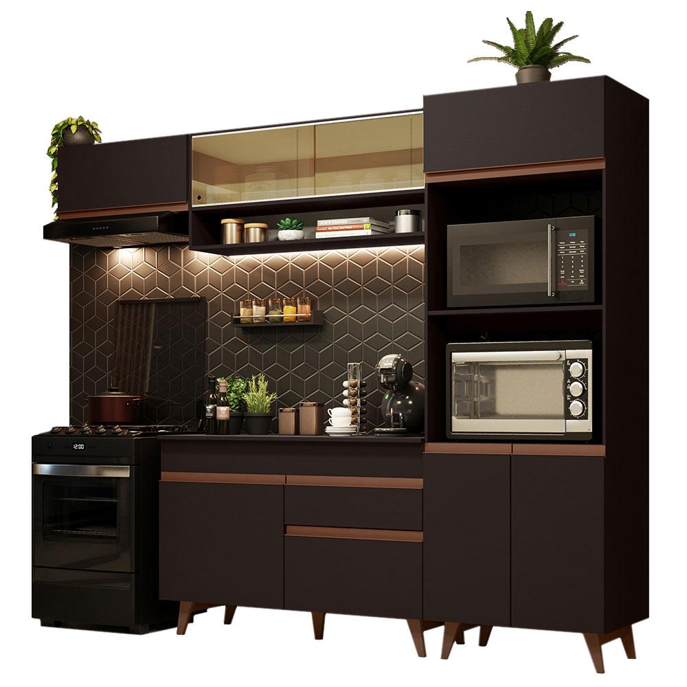 Cozinha Completa Madesa Reims 260007 com Armário e Balcão - Preto
