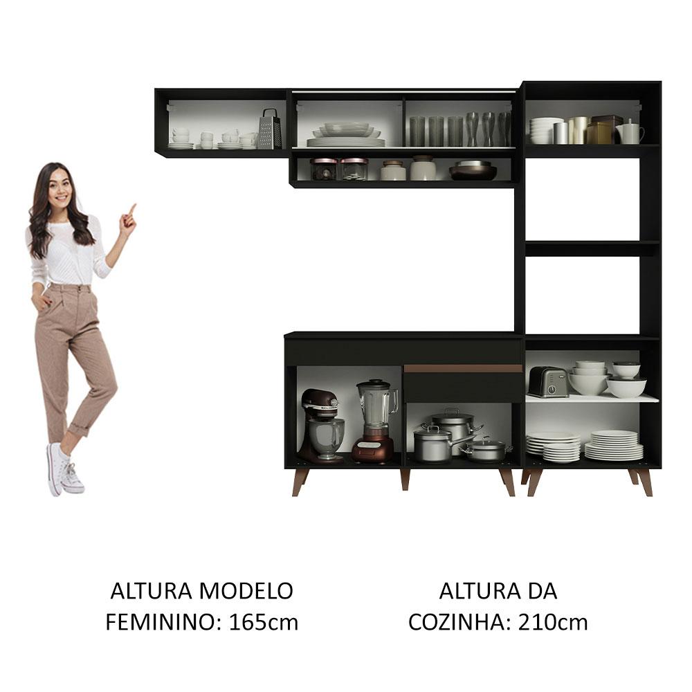 Cozinha Completa Madesa Reims 260007 com Armário e Balcão - Preto