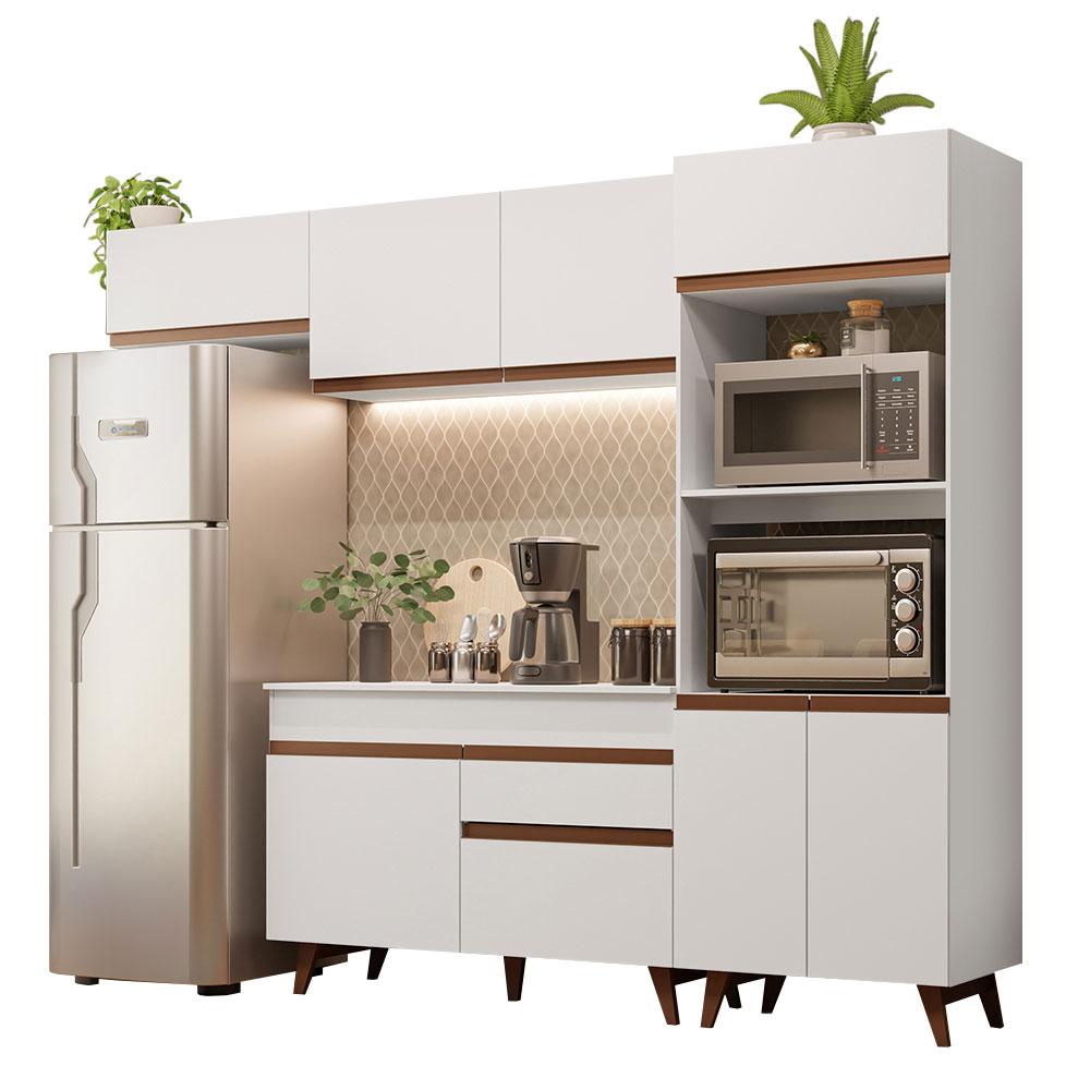 Cozinha Completa Madesa Reims 260008 com Armário e Balcão - Branco