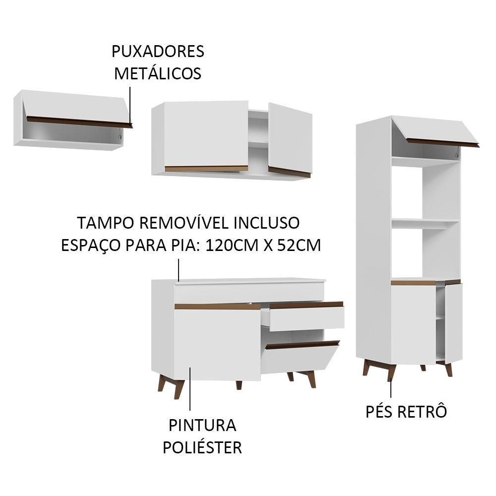 Cozinha Completa Madesa Reims 260008 com Armário e Balcão - Branco