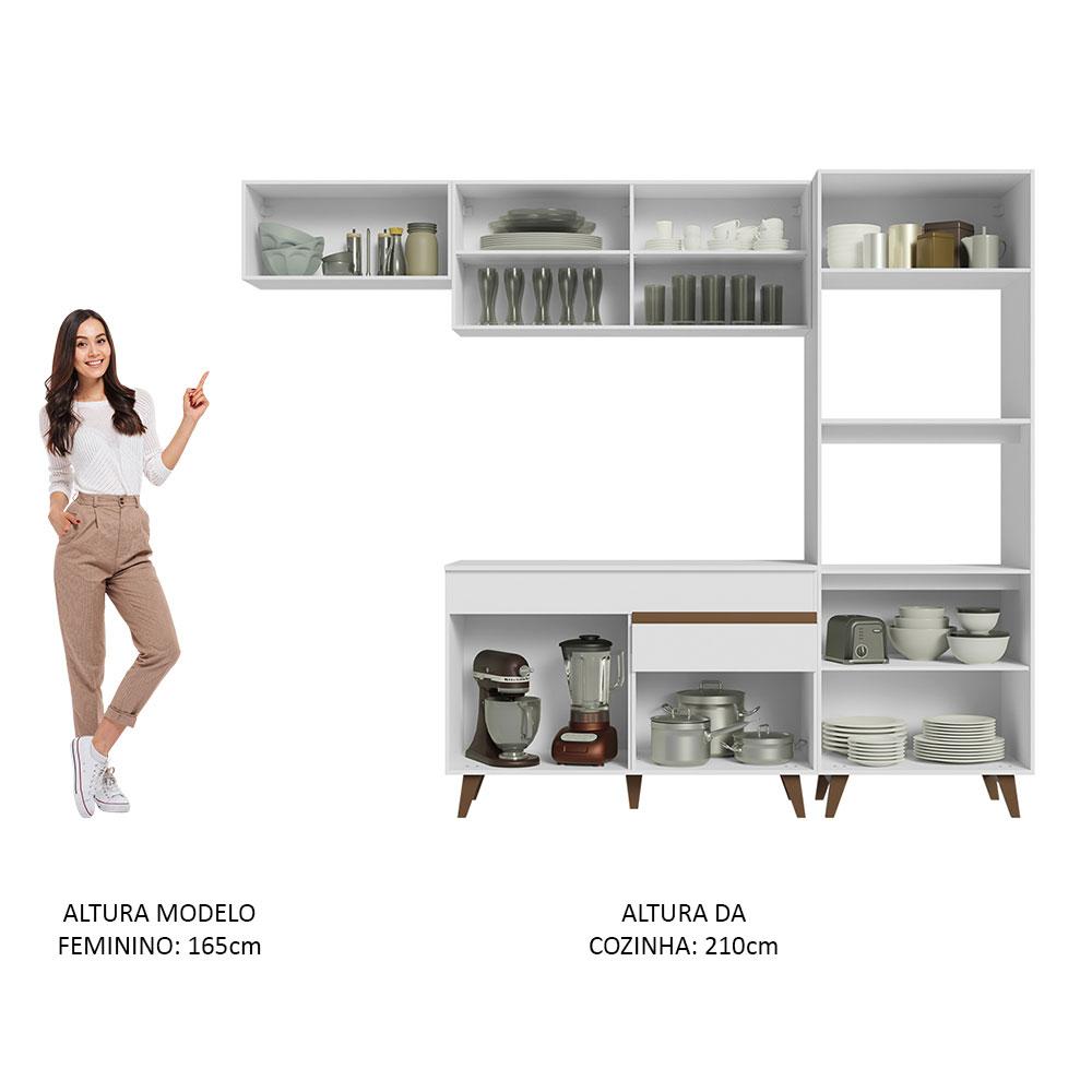 Cozinha Completa Madesa Reims 260008 com Armário e Balcão - Branco