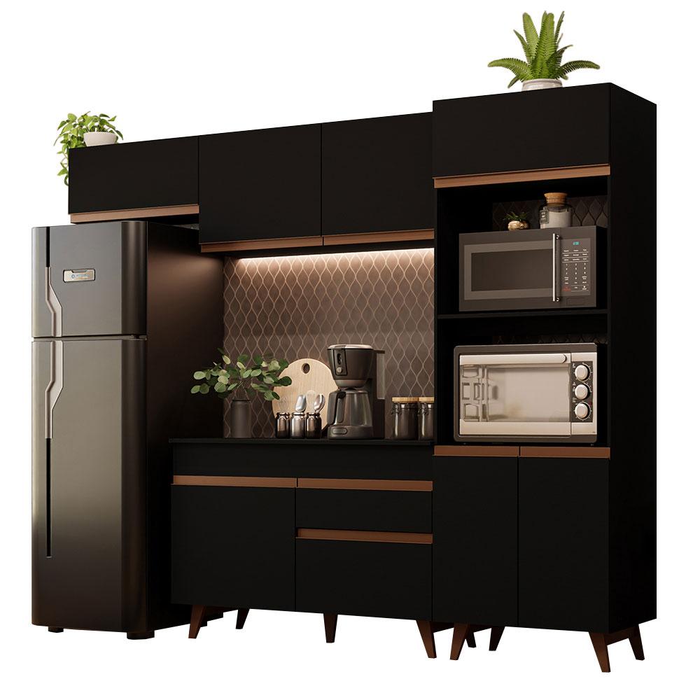 Cozinha Completa Madesa Reims 260008 com Armário e Balcão - Preto