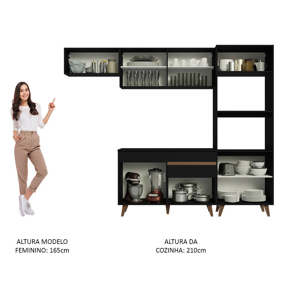 Cozinha Completa Madesa Reims 260008 com Armário e Balcão - Preto