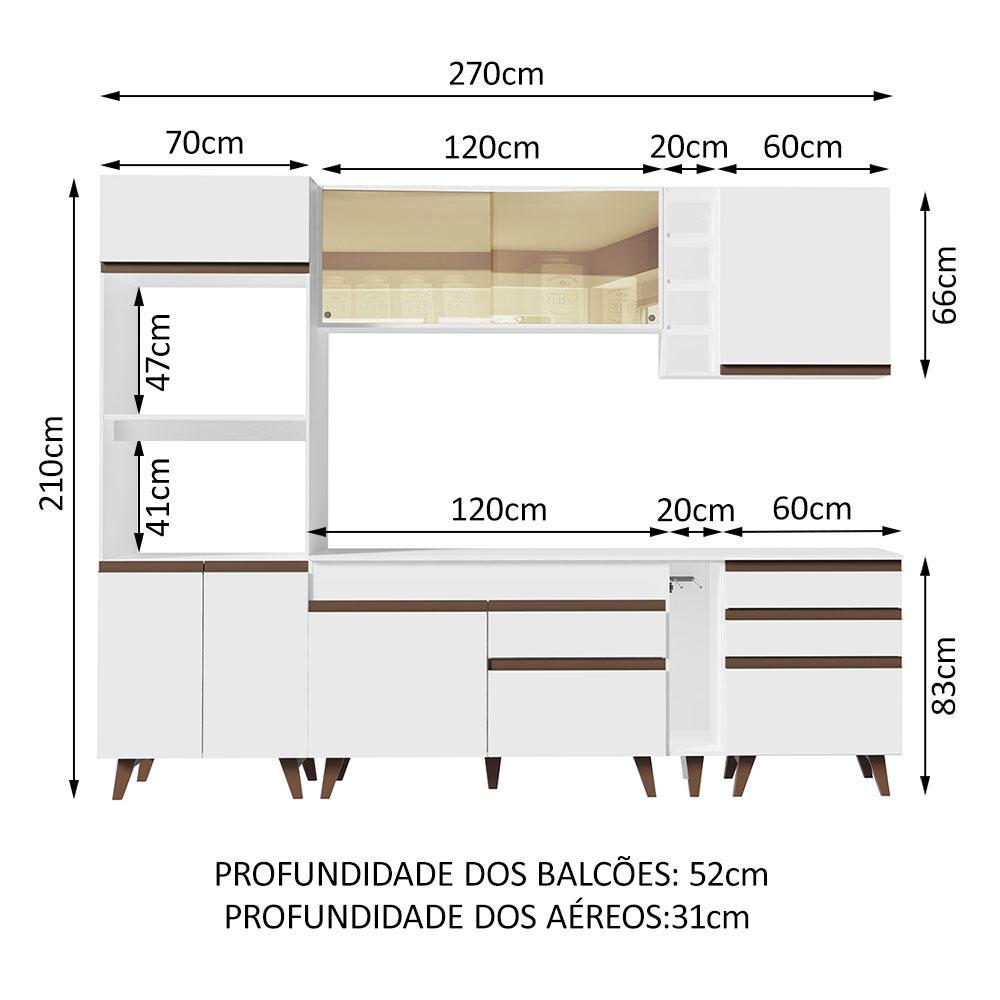 Cozinha Completa Madesa Reims 270001 com Armário e Balcão - Branco