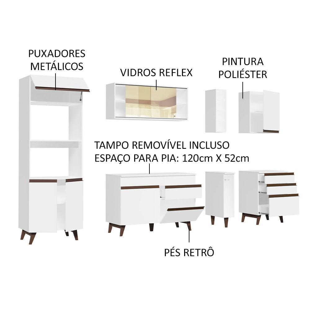 Cozinha Completa Madesa Reims 270001 com Armário e Balcão - Branco