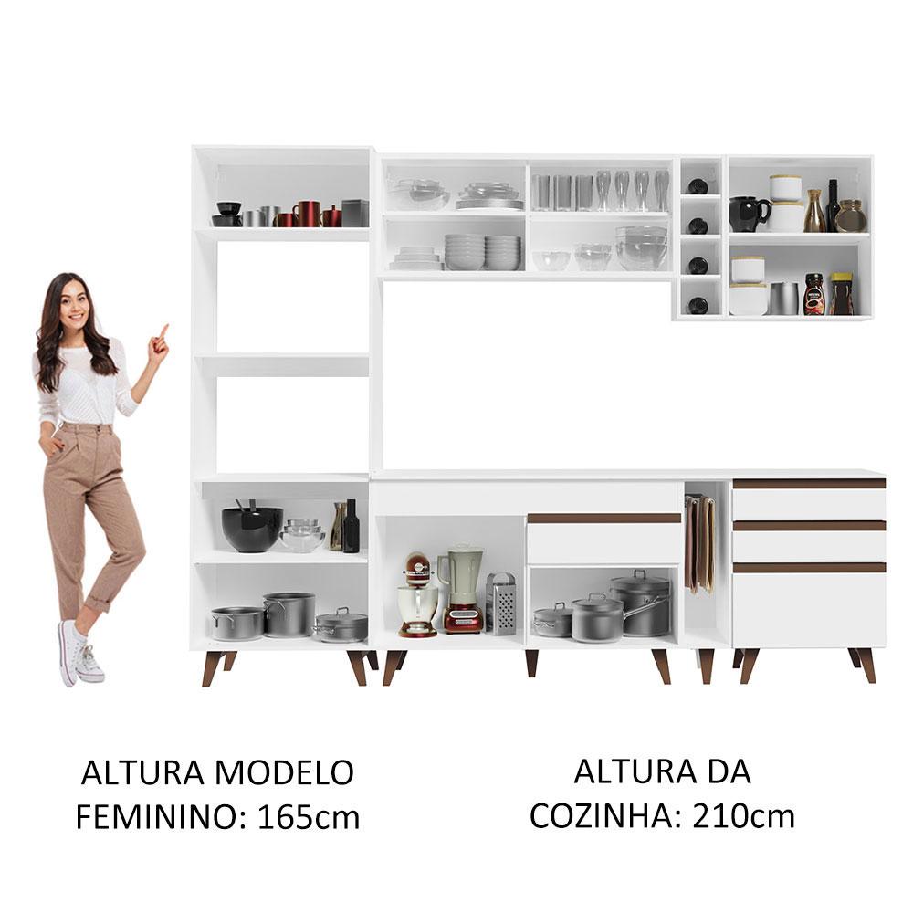 Cozinha Completa Madesa Reims 270001 com Armário e Balcão - Branco