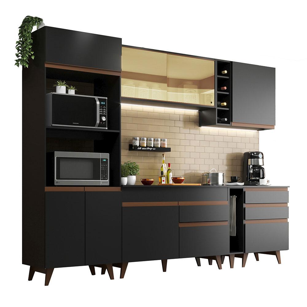 Cozinha Completa Madesa Reims 270001 com Armário e Balcão - Preto