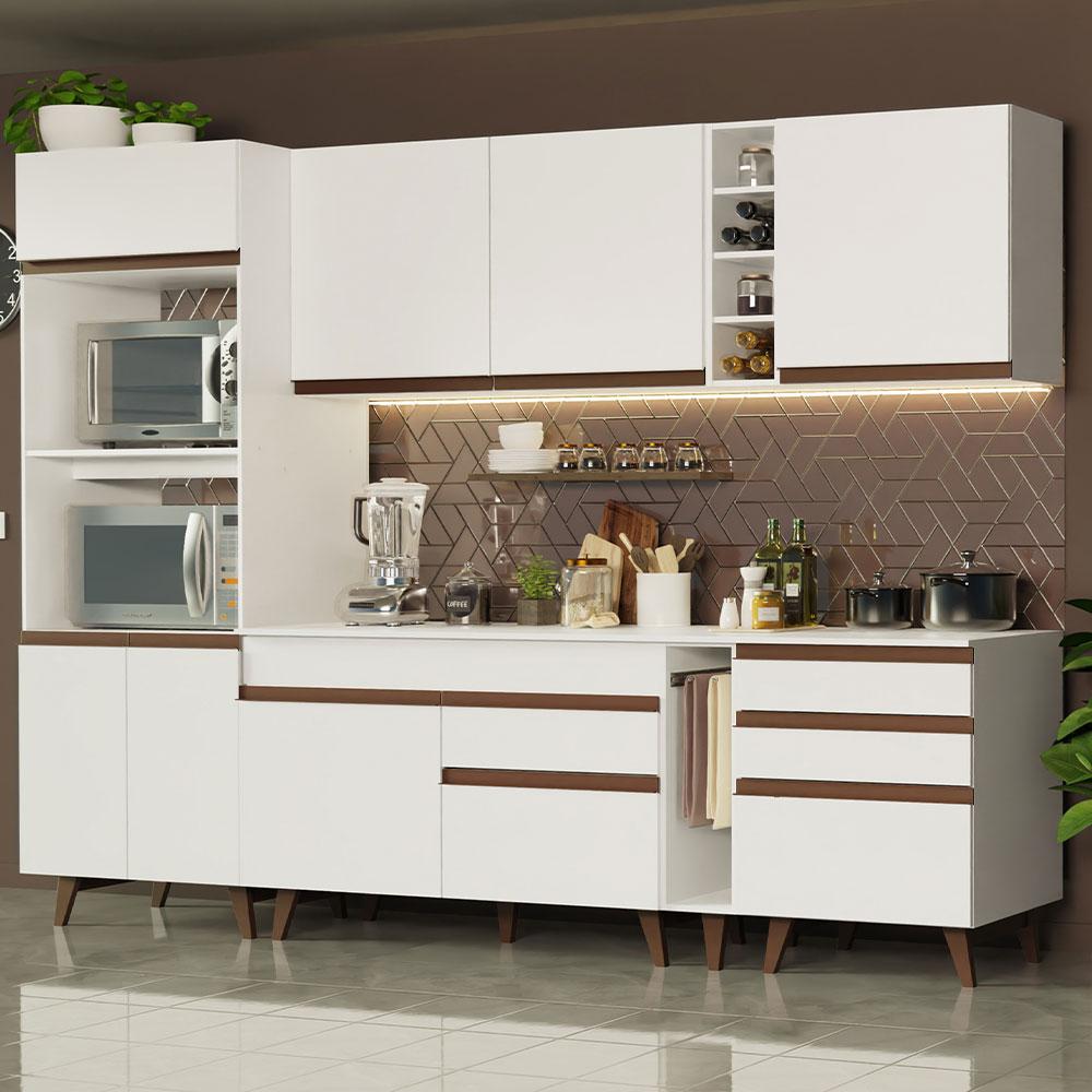 Cozinha Completa Madesa Reims 270002 com Armário e Balcão - Branco