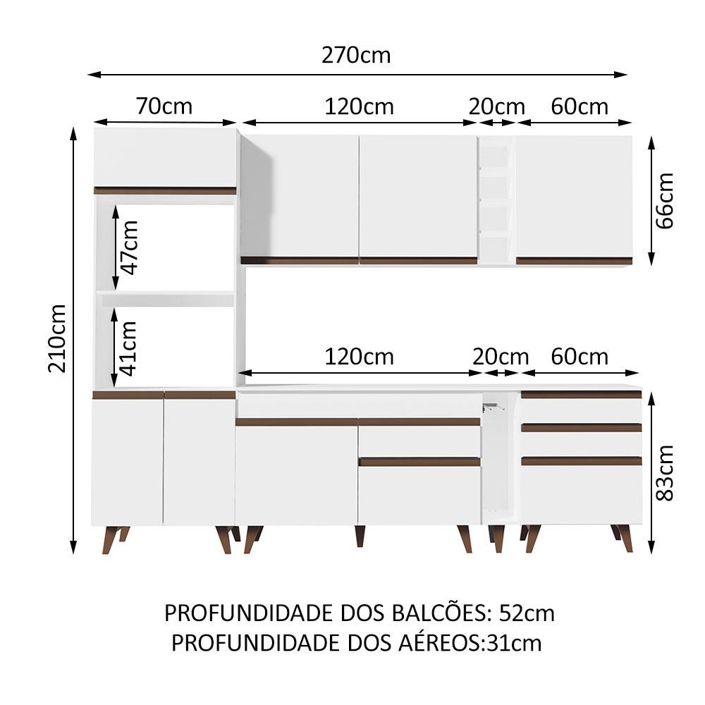 Cozinha Completa Madesa Reims 270002 com Armário e Balcão - Branco