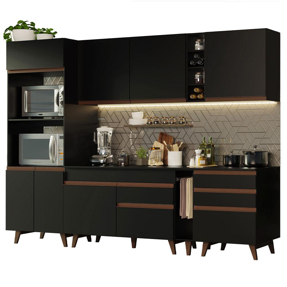 Cozinha Completa Madesa Reims 270002 com Armário e Balcão - Preto
