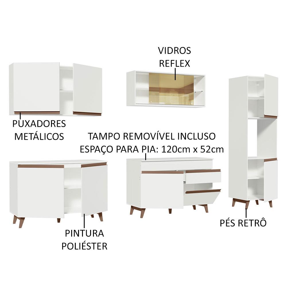 Cozinha Completa Madesa Reims 300001 com Armário e Balcão - Branco