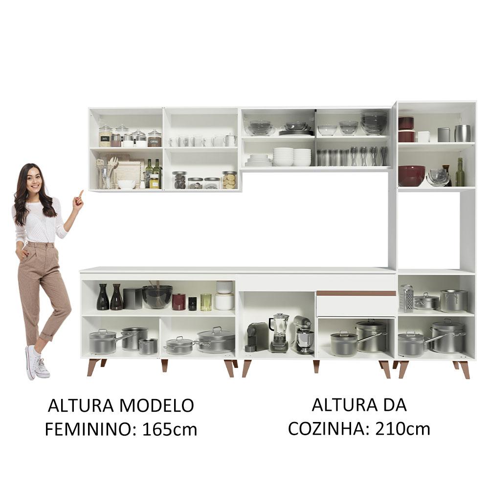 Cozinha Completa Madesa Reims 300001 com Armário e Balcão - Branco