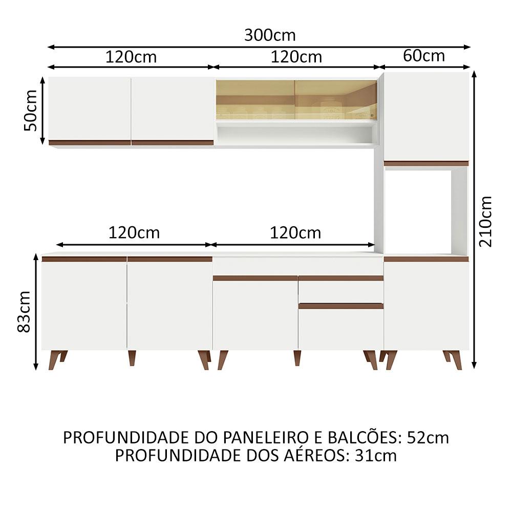 Cozinha Completa Madesa Reims 300002 com Armário e Balcão - Branco