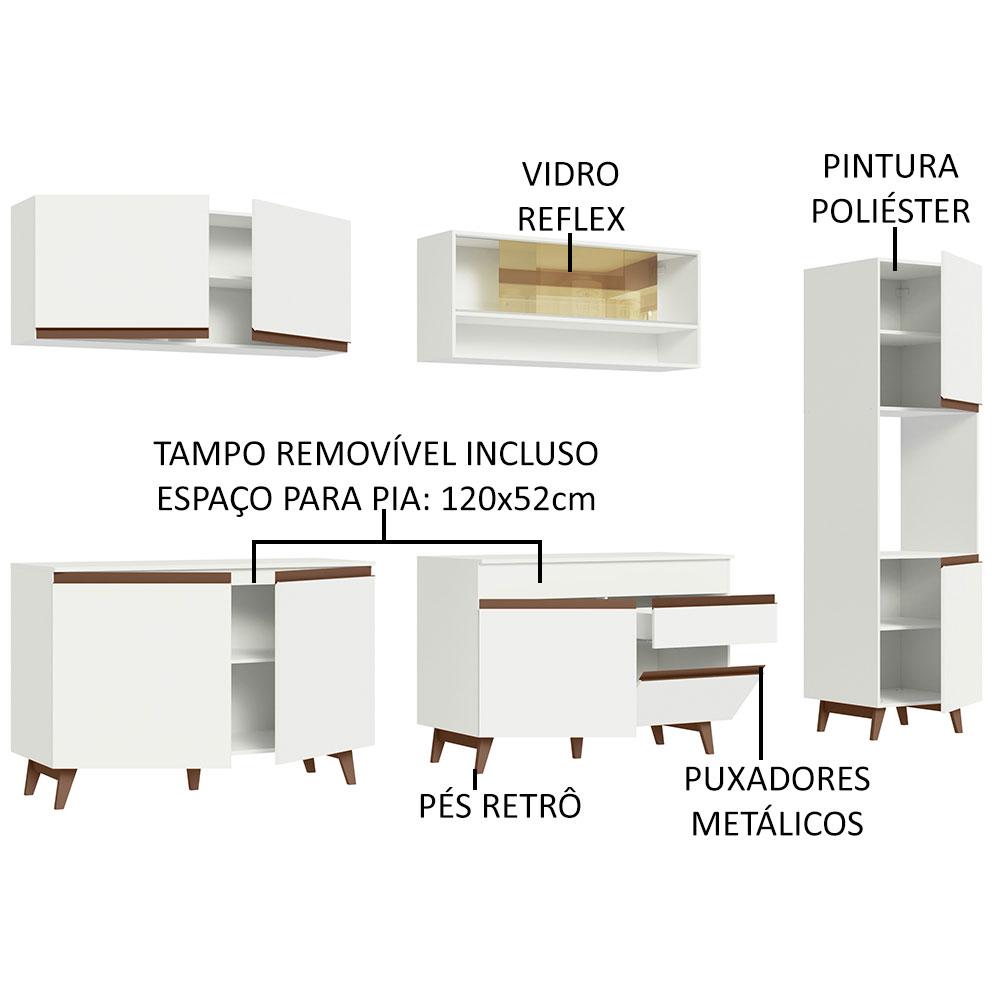 Cozinha Completa Madesa Reims 300002 com Armário e Balcão - Branco