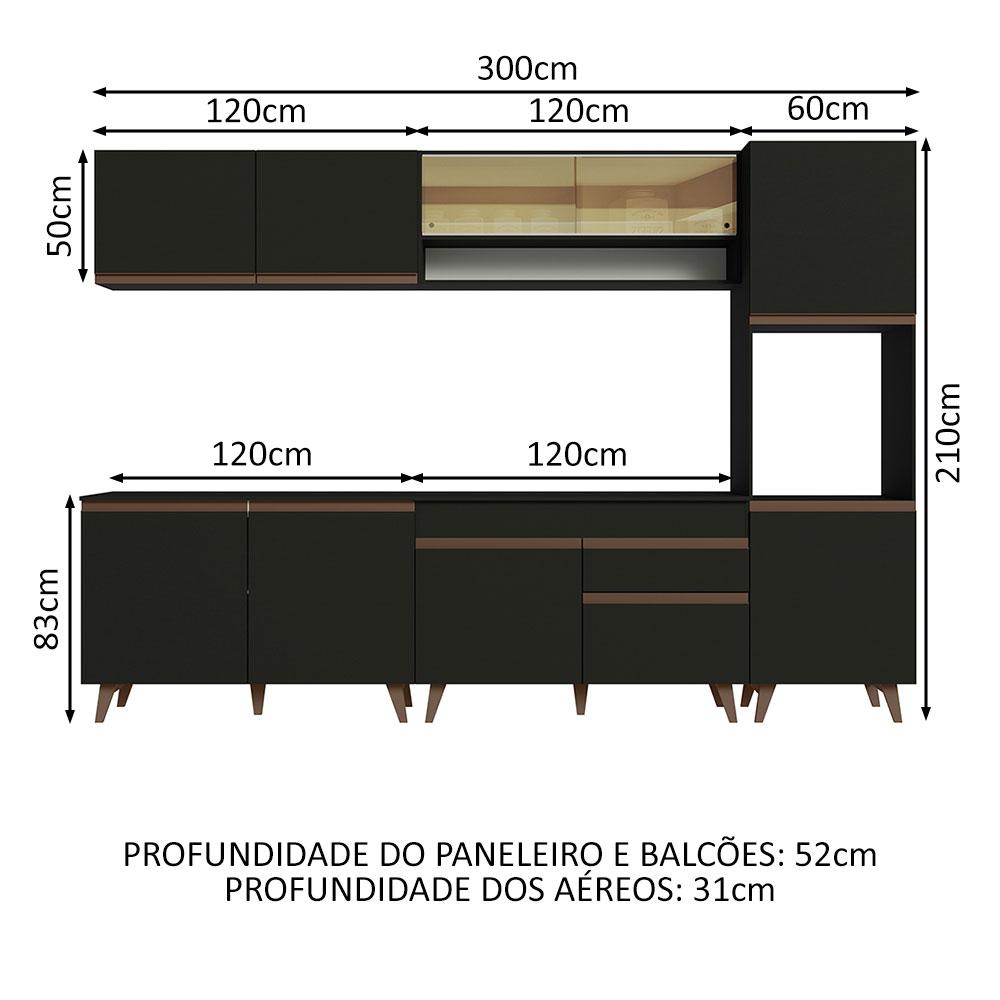 Cozinha Completa Madesa Reims 300002 com Armário e Balcão - Preto