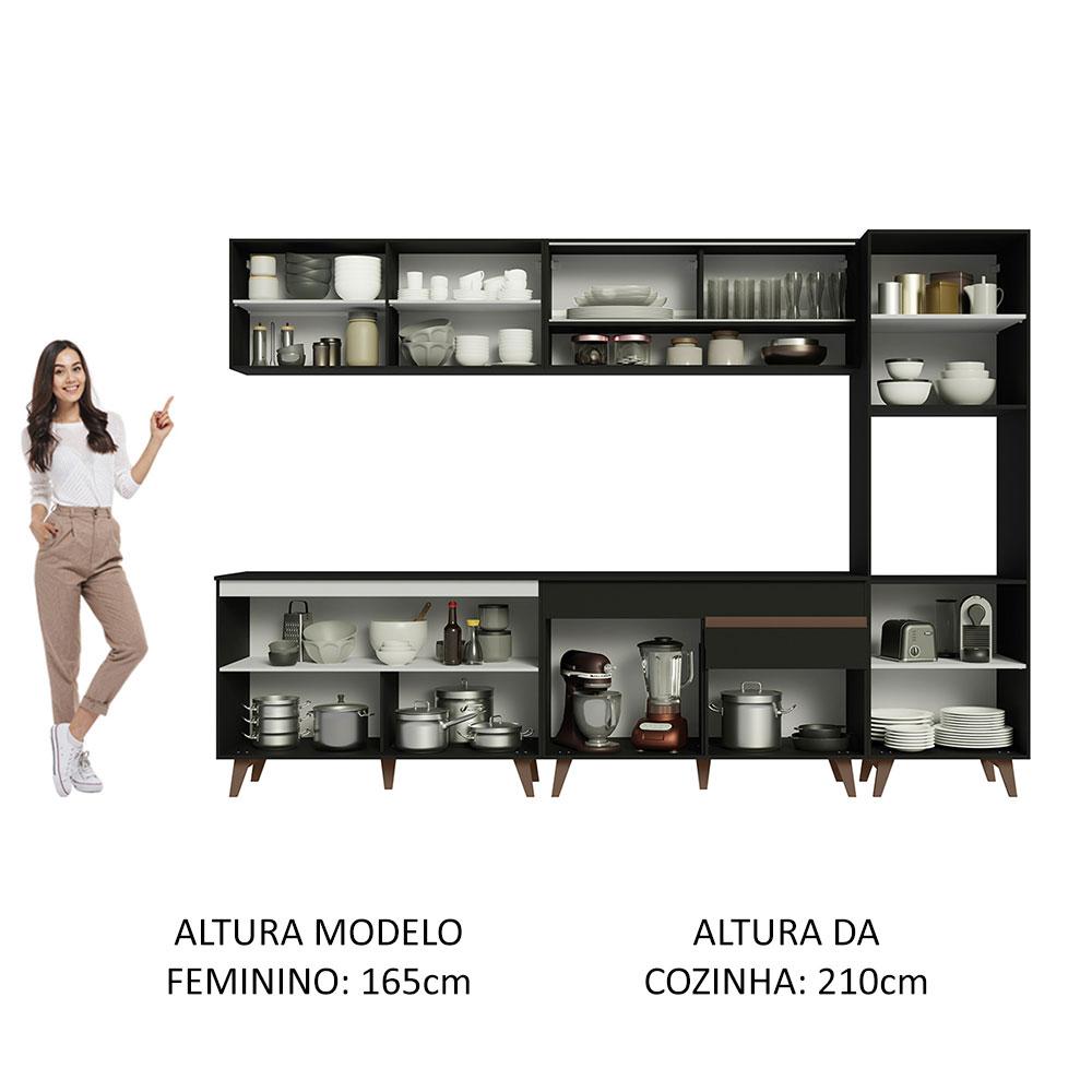 Cozinha Completa Madesa Reims 300002 com Armário e Balcão - Preto
