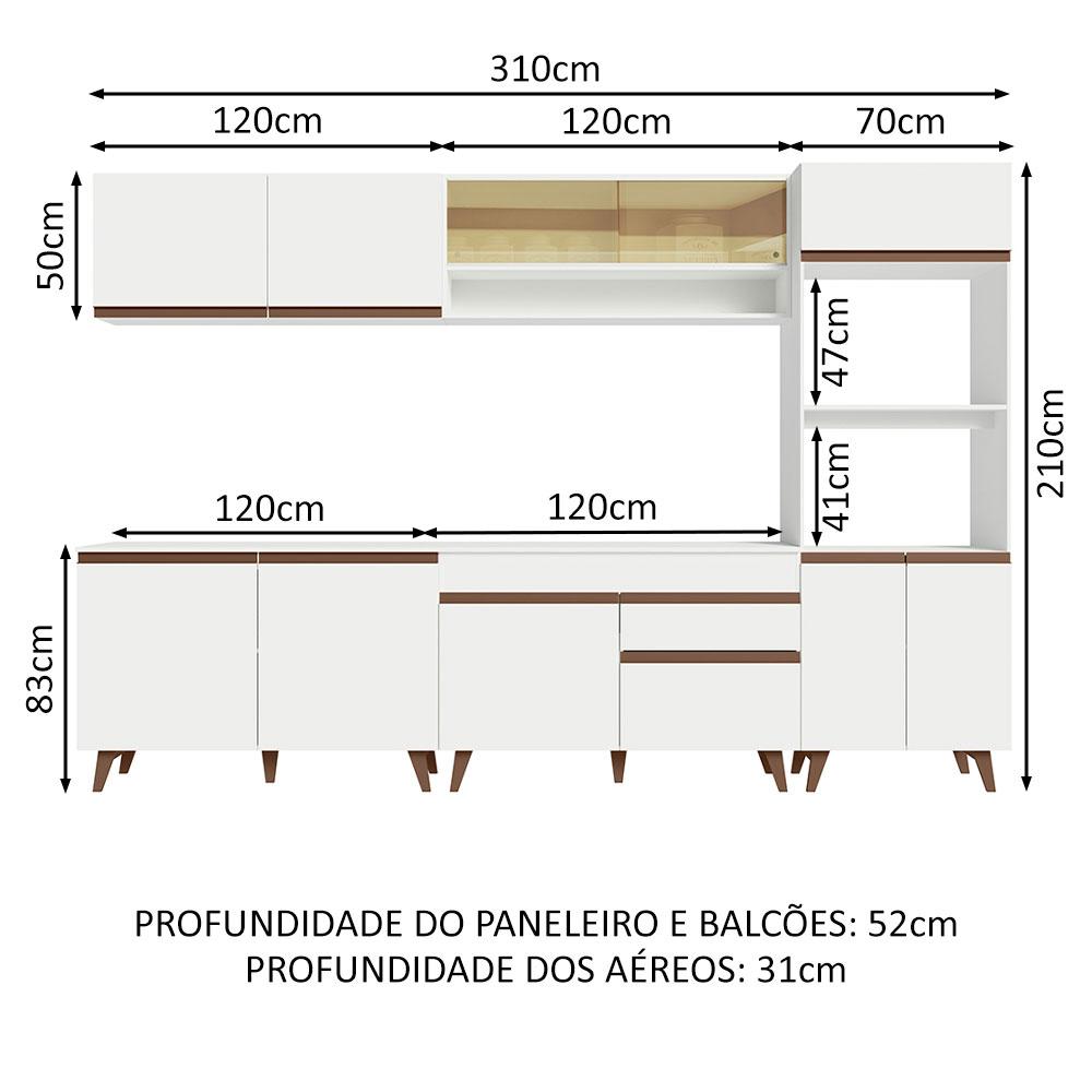 Cozinha Completa Madesa Reims 310002 com Armário e Balcão - Branco