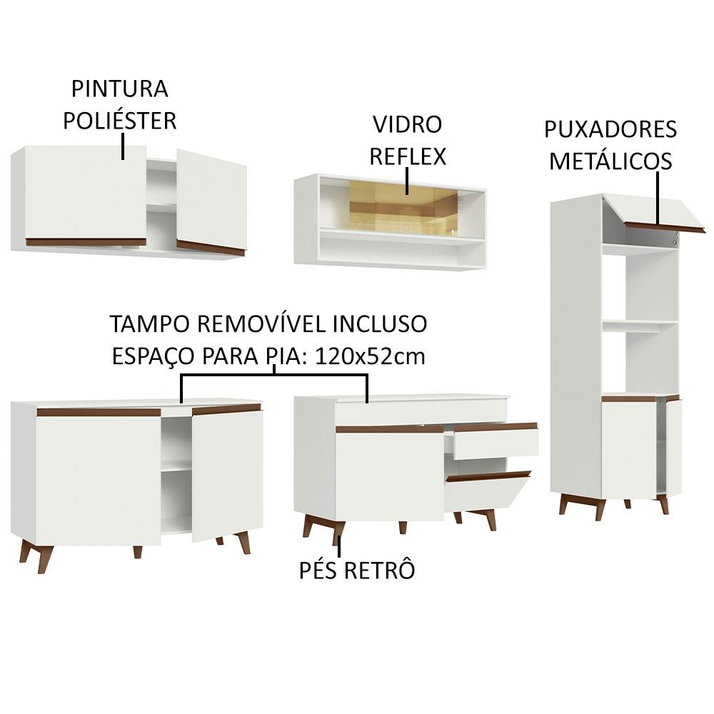 Cozinha Completa Madesa Reims 310002 com Armário e Balcão - Branco
