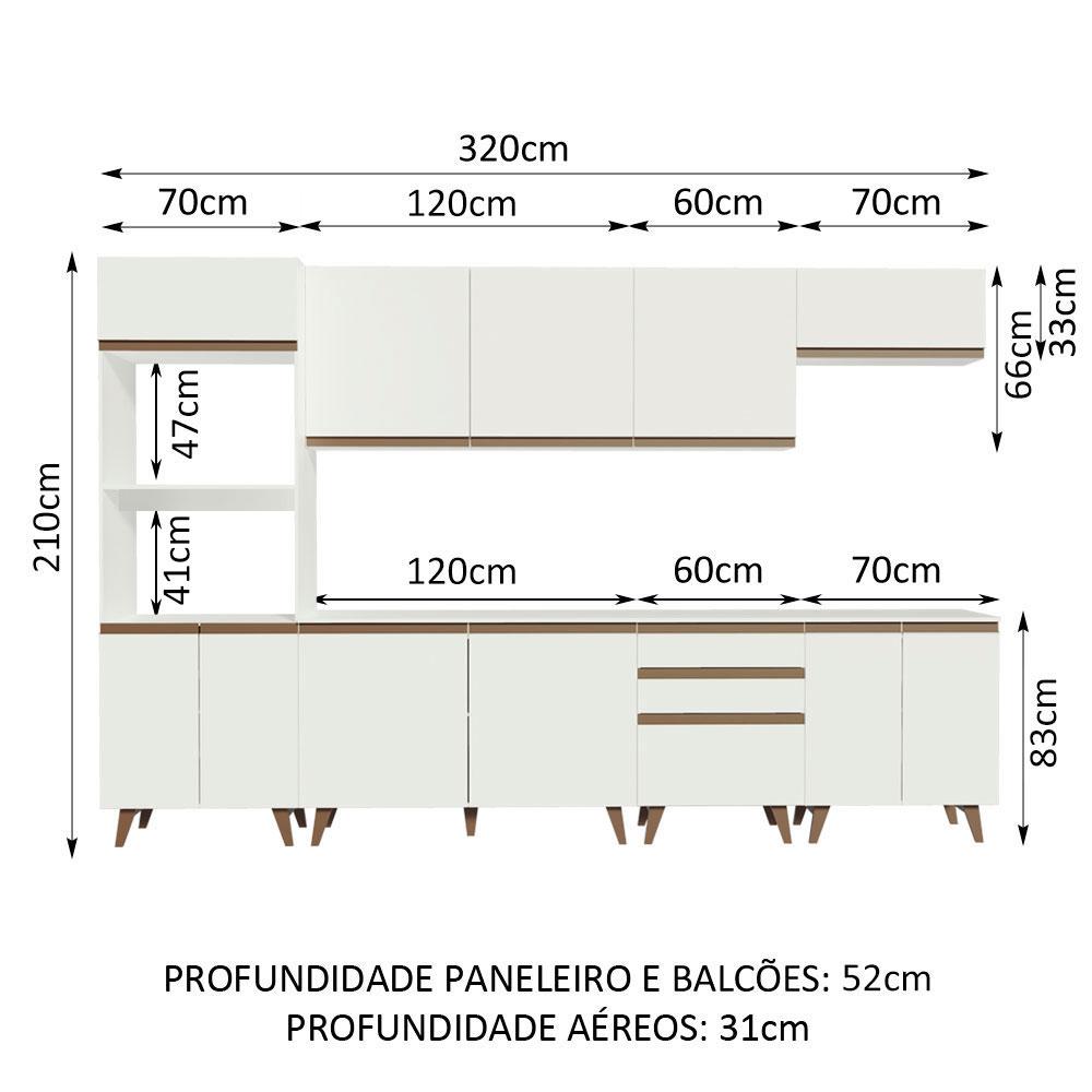 Cozinha Completa Madesa Reims 320002 com Armário e Balcão - Branco