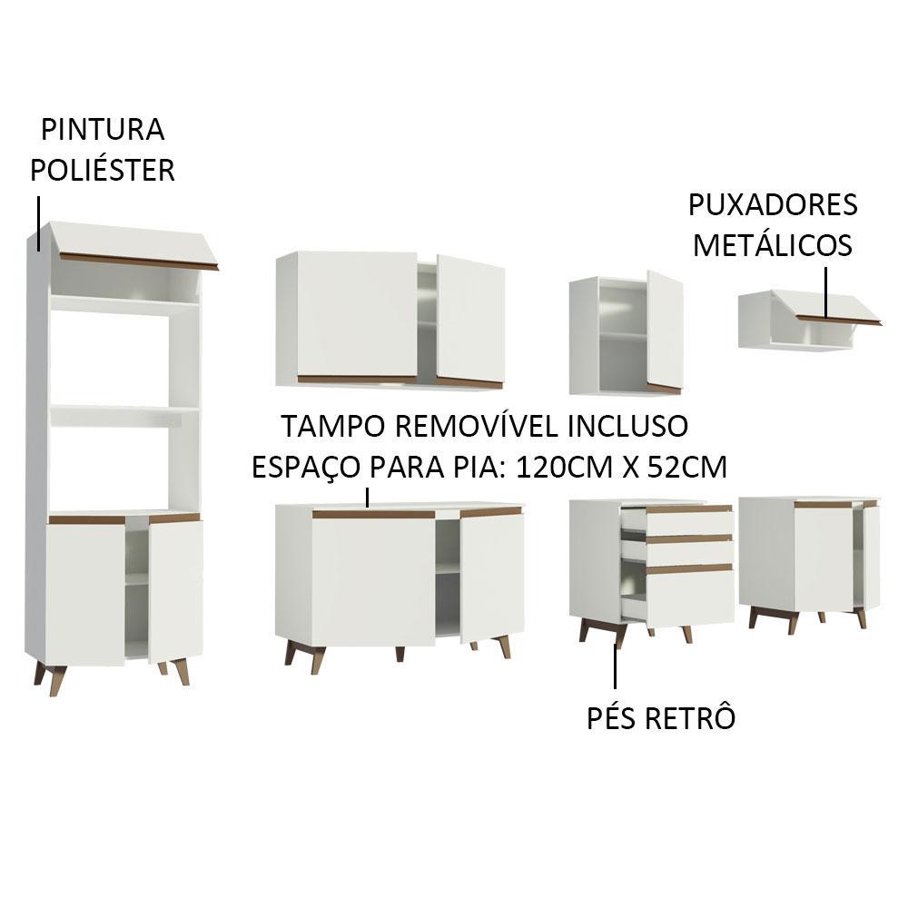 Cozinha Completa Madesa Reims 320002 com Armário e Balcão - Branco