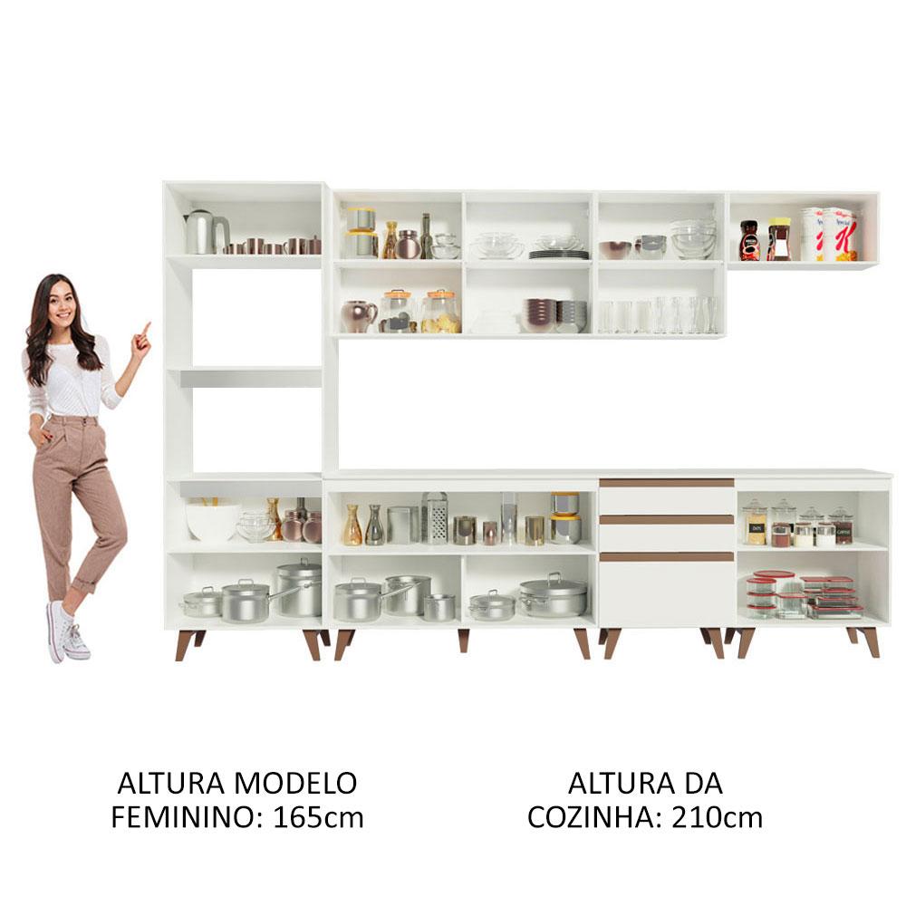 Cozinha Completa Madesa Reims 320002 com Armário e Balcão - Branco