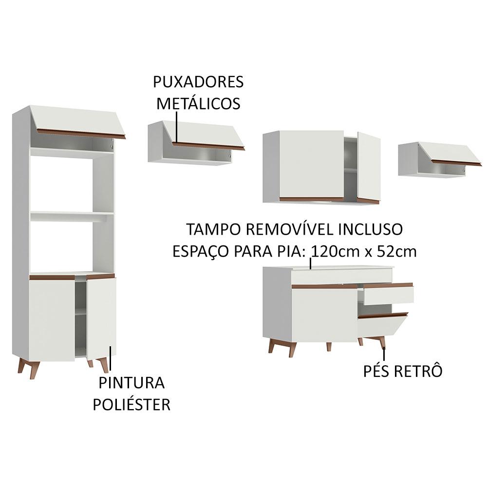 Cozinha Completa Madesa Reims 330001 com Armário e Balcão - Branco