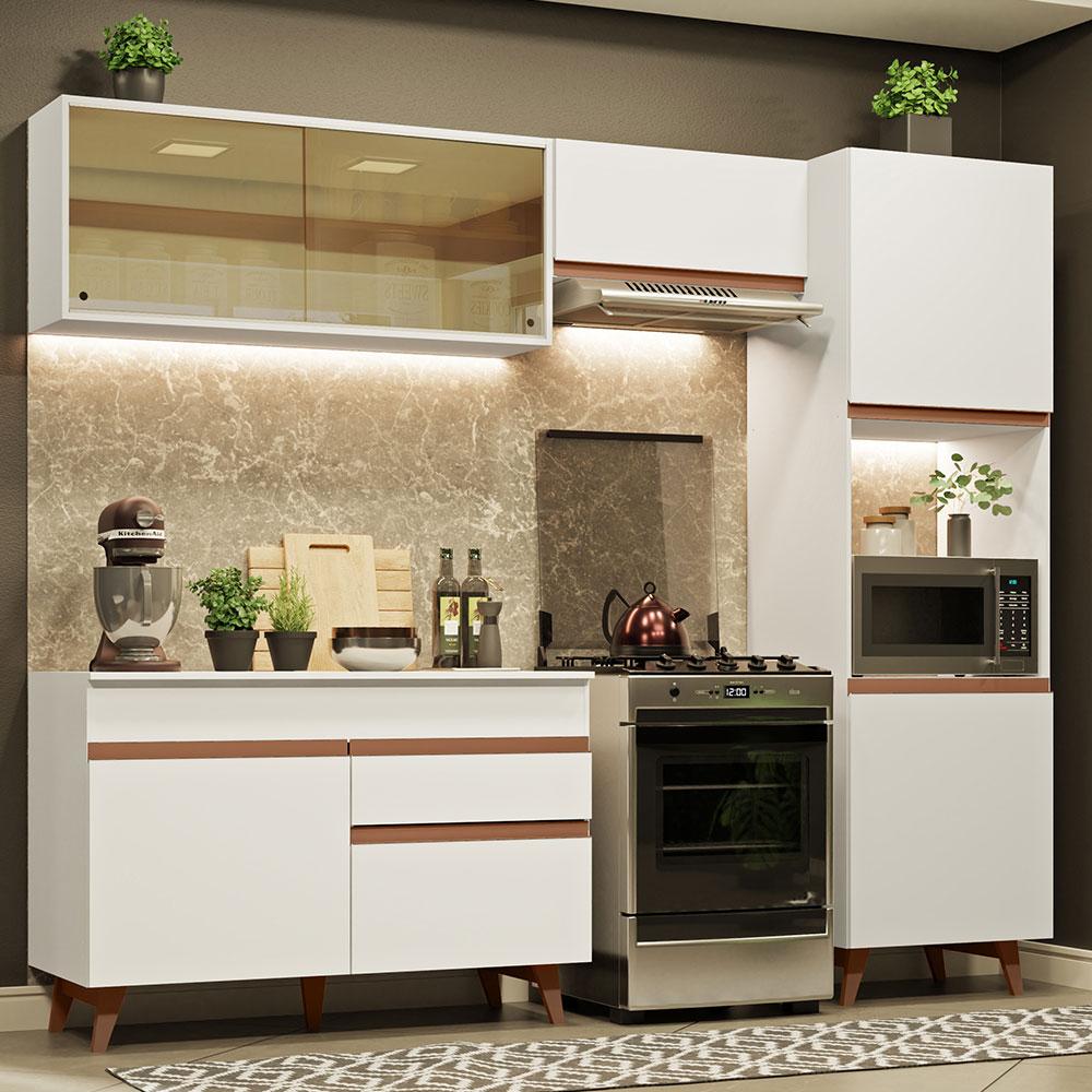 Cozinha Completa Madesa Reims XA250003 com Armário e Balcão - Branco