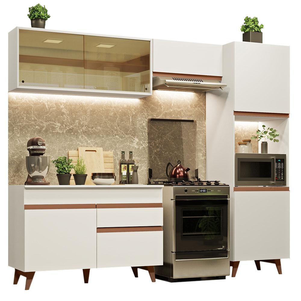 Cozinha Completa Madesa Reims XA250003 com Armário e Balcão - Branco