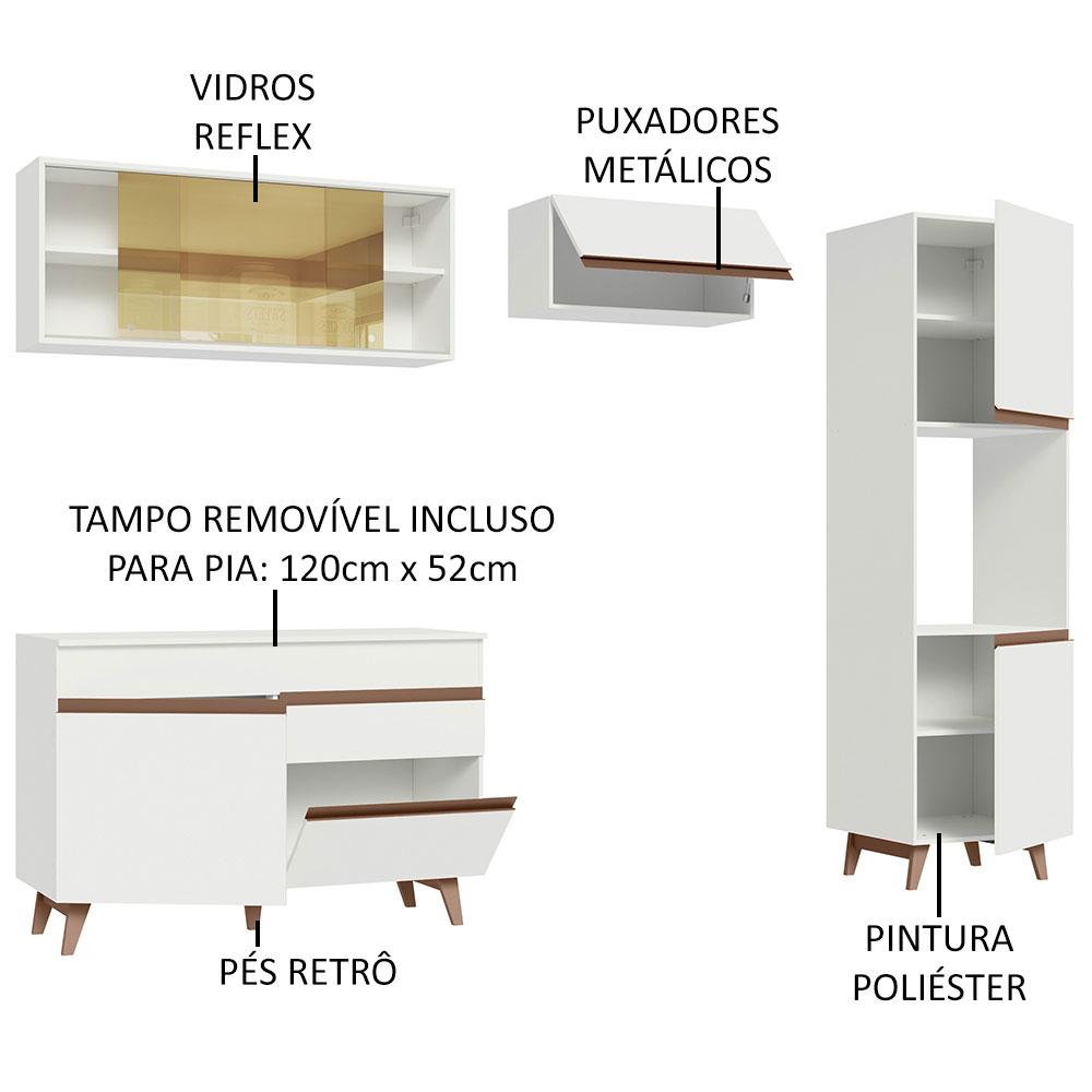 Cozinha Completa Madesa Reims XA250003 com Armário e Balcão - Branco