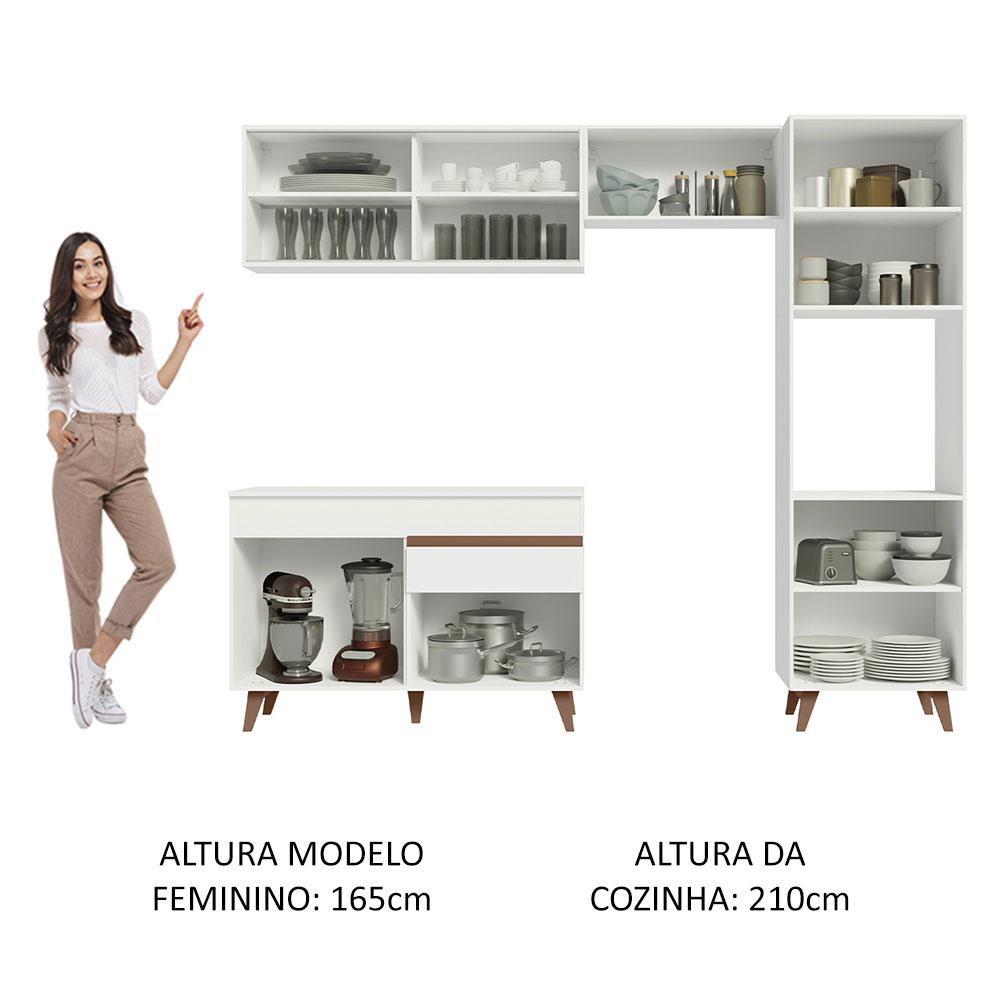 Cozinha Completa Madesa Reims XA250003 com Armário e Balcão - Branco