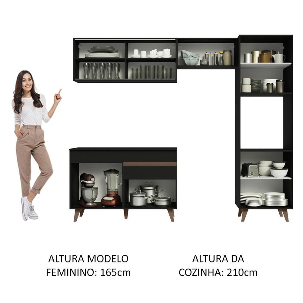 Cozinha Completa Madesa Reims XA250003 com Armário e Balcão - Preto