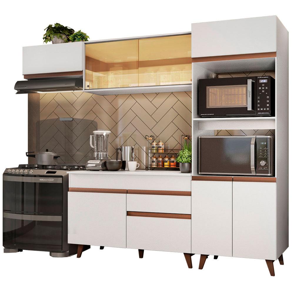 Cozinha Completa Madesa Reims XA260001 com Armário e Balcão - Branco